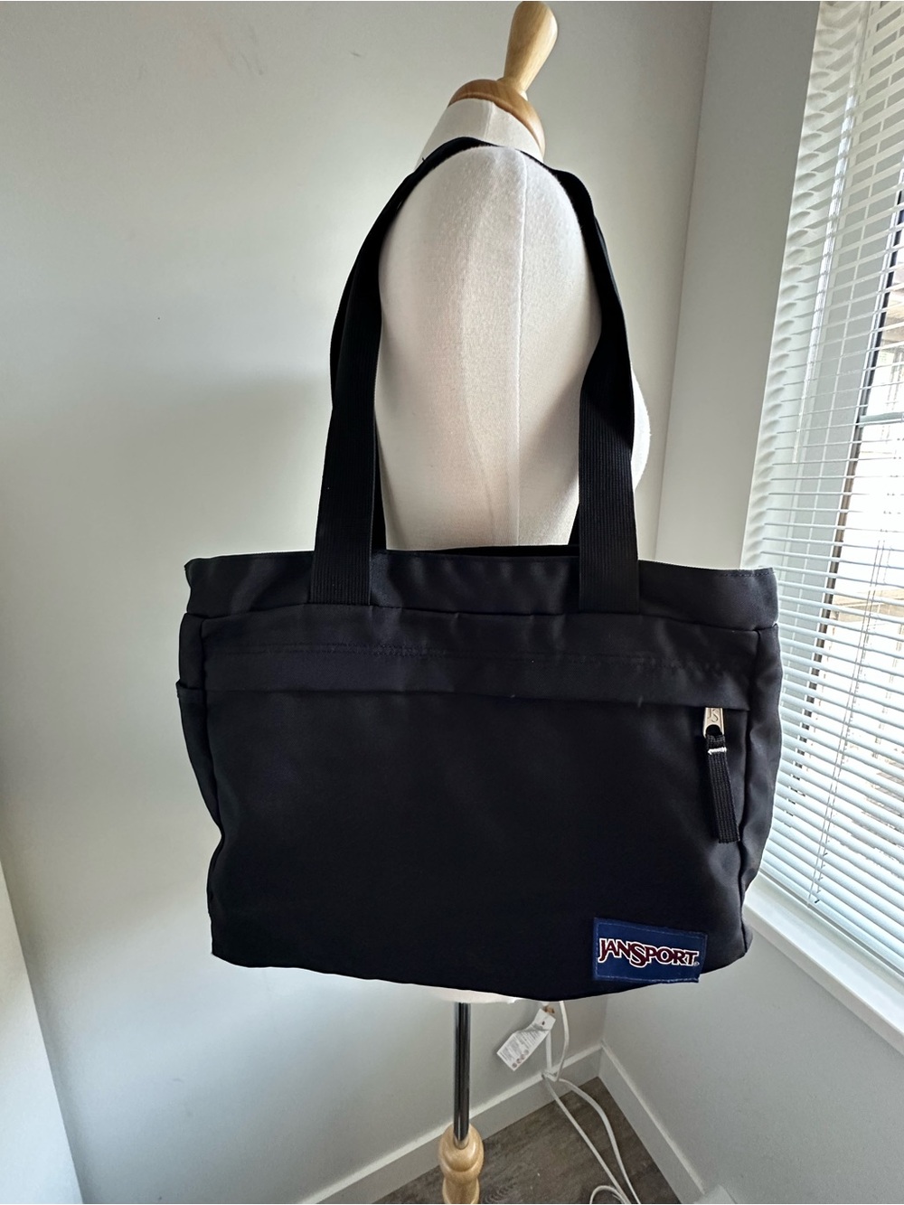 Jansport Black Laptop Tote with Front Zip Pocket